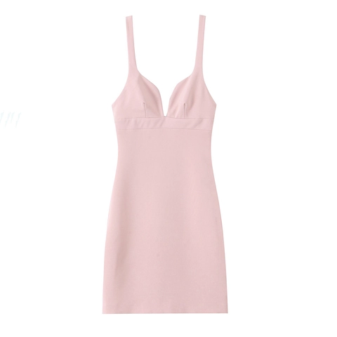 Women Elegant Bow Decor Deep V Neck Sling Mini Dress High Waist A Line Sleeveless Party Clubwear Sexy Solid Short Dress