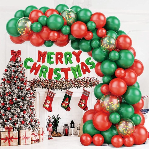 Ghirlanda Arco Di Palloncini Natale Con Banner Buon Natale Lattice Foglio Di Alluminio Caramella Stella Decorazione Festa