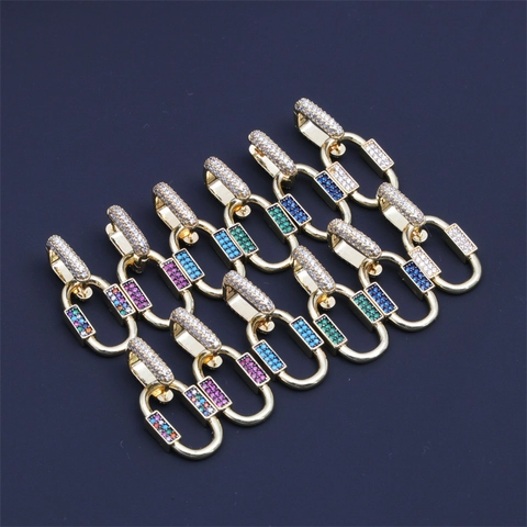 Geometrische Ovalen Schakel Drop Oorbellen Verguld Koper Gekleurde Zirkonia Mode Retro Stijl Voor Vrouwen