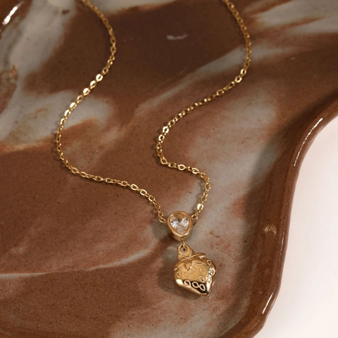 Edelstahl Erdbeere Anhänger Halskette Mit Tropfen Zirkon Frucht Charme Mode Schmuck Für Damen