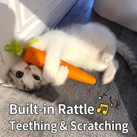 Carrot Shape Woven Rope Pet Toy Interactive Squeaky Bell Teeth Grinding For Cats Dogs Durable Molar Chew