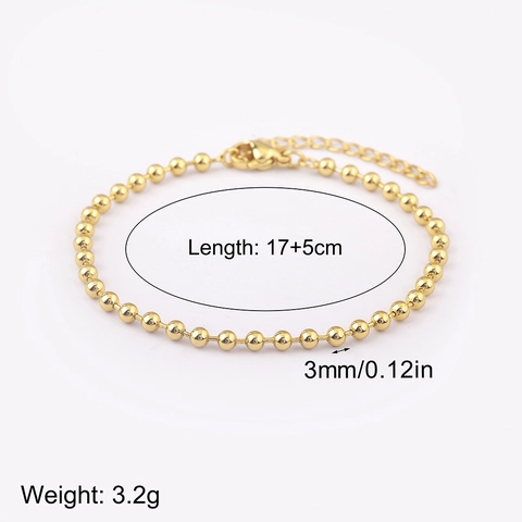 Bracciale A Catena Con Perle Tonde Rame Placcato Oro 18K Estensione Regolabile Stile Boho Minimalista Gioielli Donna