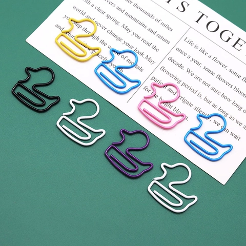 Creative Duck Shaped Paper Clips Colorful Coated Metal Decorative Stationery Bookmarks For Office School