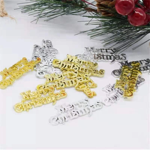 Targa Merry Christmas In Plastica Metallizzata Decorazione Appesa Per Albero Di Natale Addobbo Festivo