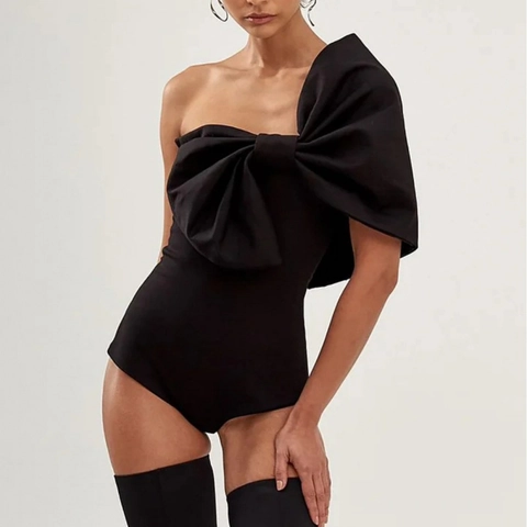 Costume Da Bagno Intero Monospalla Donna Grande Fiocco Monokini Poliestere Elastan Alta Elasticità Imbottito Elegante Abbigliamento Mare
