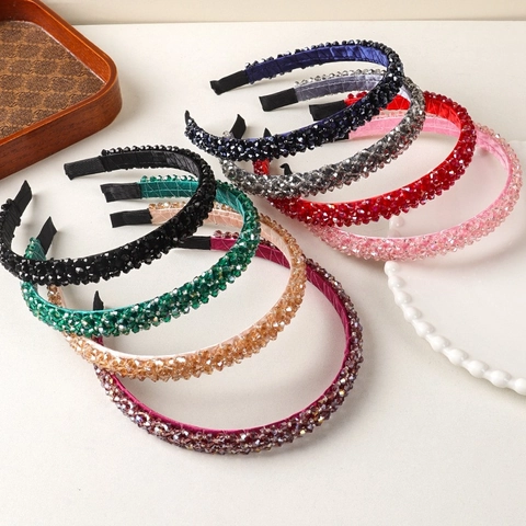 Handmade Crystal Beaded Headband Multifaceted Sparkling Hair Hoop Elegant Chic Headpiece For Women Daily Wear