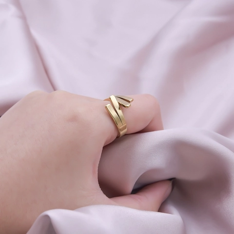 Geometric Wrapped Ring 304 Stainless Steel Multi Layer Polished Minimalist Style Jewelry For Men And Women