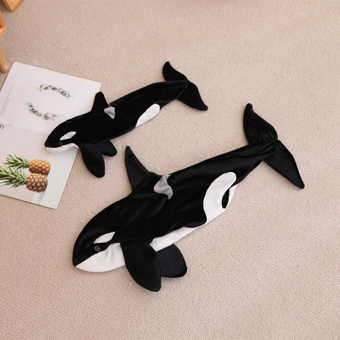 Realistic Orca Killer Whale Plush Toy Shell Unstuffed Animal Long Pillow Cover Soft Fabric Home Decor Comfortable Mate