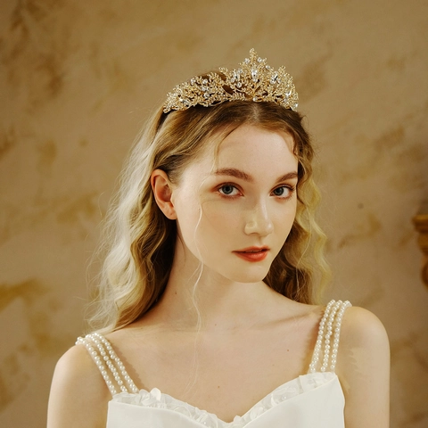 Corona Di Tiara Barocca Di Lusso Lega Rhinestone Cristallo Matrimonio Accessori Per Capelli Da Sposa Stile Retrò Per Donne