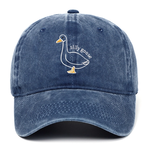 Cappellino Da Baseball Ricamo Silly Goose Cotone Lavato Distressed Vintage Oca Cartone Animato Cappello Regolabile