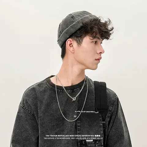 Cappello Docker Vintage Retro Cotone Lavato Berretto Senza Visiera Fibbia Metallo Regolabile Streetwear Miki Hat Uomo Donna