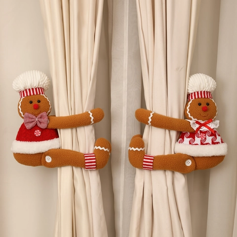 Alzapaños De Cortina Hombre De Jengibre Felpa Punto Chef Pareja Hebilla Soporte Ventana Decoración Navideña