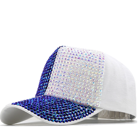 Rhinestone Honkbalpet Glanzend Sprankelend Zonnescherm Podium Nachtclub Mode Verstelbare Katoenen Hoed Voor Dames
