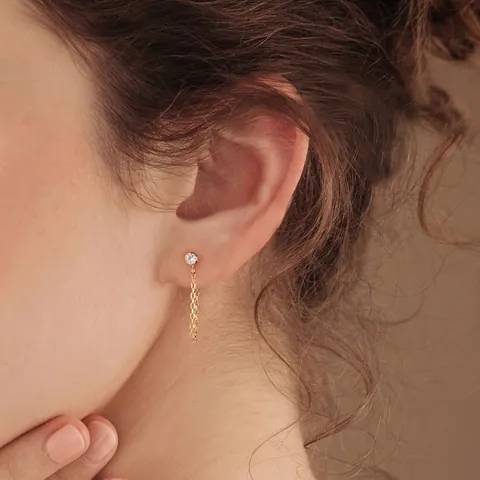 Boucles D'oreilles Chaîne Pierre De Naissance Acier Inoxydable Minimaliste Strass Géométrique Pompon Bijoux Femmes