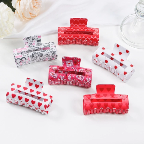 Molletta Per Capelli Con Motivo A Cuore Dolce Plastica Stampa Angelo Cupido Clip Squalo Quadrata Per Donne Ragazze Tema San Valentino