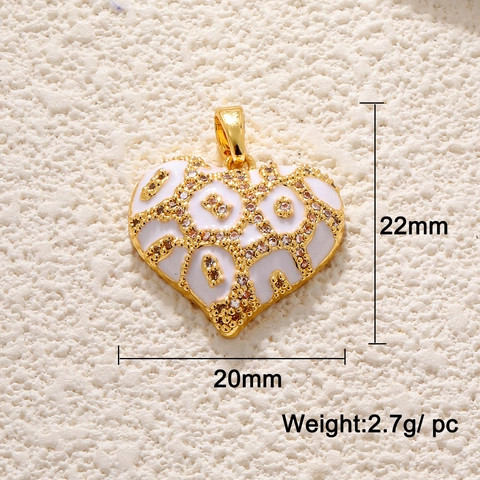 Ciondoli Cuore E Serpente Charms Rame Placcato Oro 18K Zircone Stampa Leopardata Smalto DIY Accessori Gioielli