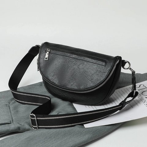 Borsa A Tracolla A Mezzaluna Da Donna In Pelle PU Gran Capacità Borsa Hobo Con Tracolla Larga A Righe Regolabile