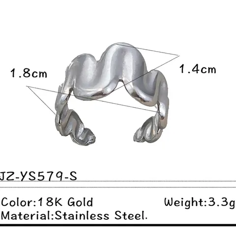 Edelstahl Unregelmäßiger Wellenring Geometrische Punktrelief Breite Verstellbare Ringe Minimalistischer Schmuck Für Frauen