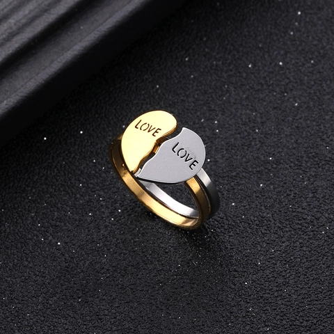Herz Puzzle Splicing Ringe Edelstahl Gravur Love Und Best Friend Paar Freundschaft Schmuck Geschenk Poliert