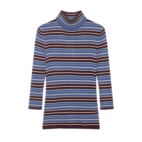 Maglieria A Righe Multicolore Da Donna Collo Lupetto Manica Lunga Maglione In Poliestere Slim Fit