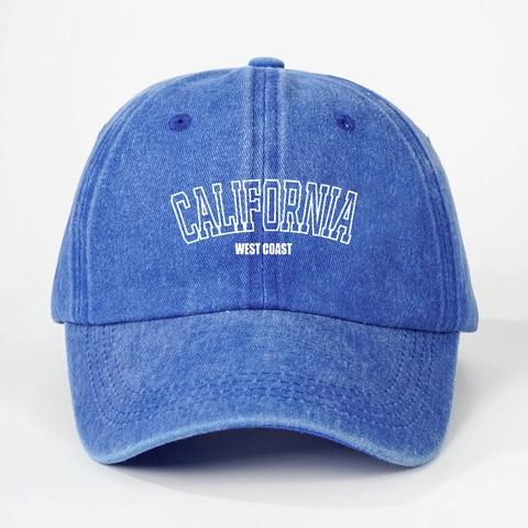 California West Coast Washed Cotton Baseball Cap Vintage Retro Adjustable Sun Hat Outdoor Leisure Unisex