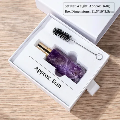 Natural Crystal Gemstone Perfume Spray Bottle Atomizer Refillable Hexagonal Prism Portable Essential Oil Container