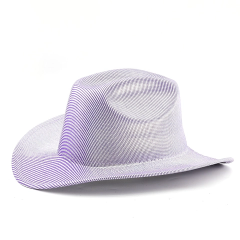 Cappello Da Cowboy Occidentale Tesa Larga Paillettes Righe Fedora Per Festa Carnevale Performance Accessorio Costume