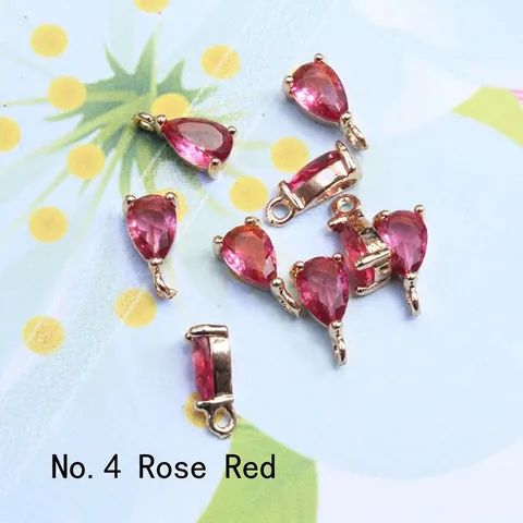 Teardrop Pendants Copper Gold Plated Rare Earth Glass Zircon DIY Jewelry Making Accessory For Necklace Earrings