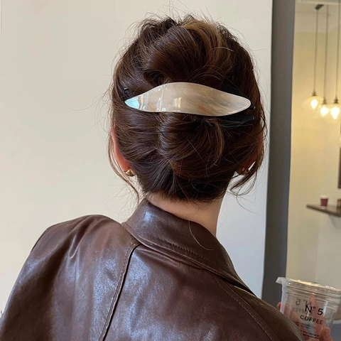 Grande Pinza Per Capelli In Acetato Elegante Marmo Resina Antiscivolo Pinza A Squalo Per Donna Accessori Acconciatura
