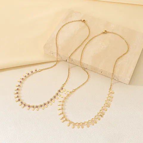 Böhmische Kupferkette Für Damen Goldene Gliederkette Mit Bunten Perlen Und Tropfenanhängern Eleganter Schmuck