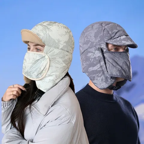 Χειμερινό Καπέλο Trapper Με Μάσκα Προσώπου Fleece Επένδυση Ζεστό Καπέλο Με Αυτιά Αντιανεμικό Ποδηλασία Εξωτερικού Χώρου