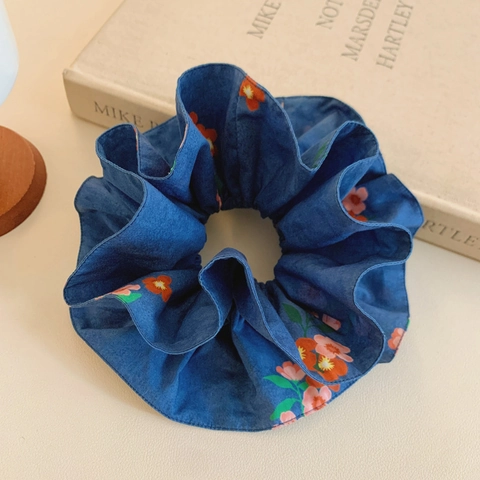 Floral Scrunchies Large Fabric Hair Ties Elastic Ponytail Holder Korean Vintage Hair Accessories For Women Girls