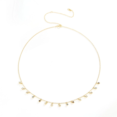 925 Sterlingsilber Bunter Zirkonia Quaste Halskette Für Damen INS Stil Mode Süß Verstellbare Schlüsselbeinkette Schmuck Geschenk