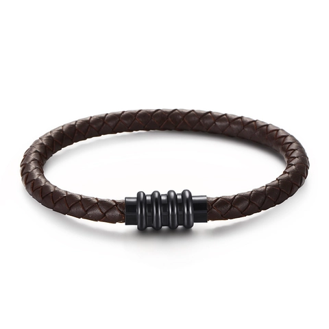 Geflochtenes Lederarmband Mit Magnetverschluss Aus Edelstahl Gewebtes Kordelarmband Minimalistischer Schmuck Für Herren