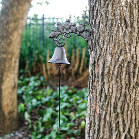 Timbre De Hierro Fundido Vintage Diseño De Pájaros Campana Decorativa De Pared Decoración De Jardín Patio Granja