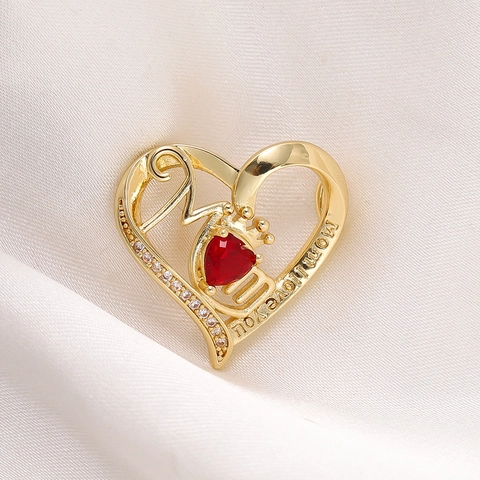 Dijes Colgantes Corazón Cobre Chapado Oro 18K Circón Alas Ángel Corona Para Fabricación Joyas Collar Pulsera DIY
