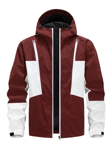 Giacca Con Cappuccio Da Uomo Color Block Antivento Sport All Aperto Casual Cappotto Con Cerniera Per Ragazzi
