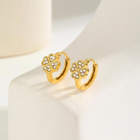 Gold Vergoldete Creolen Aus Edelstahl Schmetterling Delphin Kirsche Biene Anhänger Zirkonia Modeschmuck Für Damen