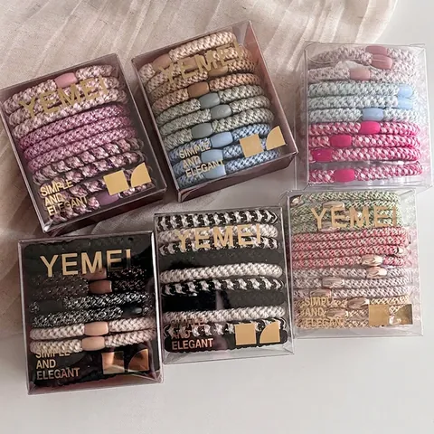 Elastic Hair Bands Set Braided Nylon Rubber High Elasticity Ponytail Holder For Women Girls Simple Fashion Style