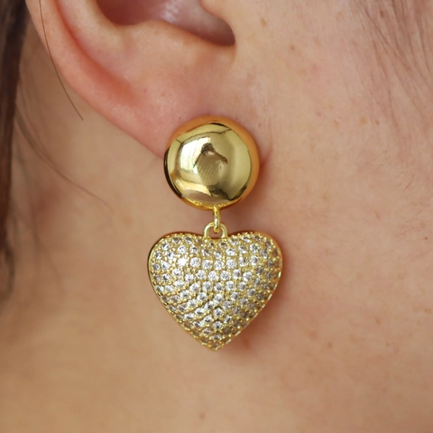 Copper Zirconia Heart Star Drop Dangle Earrings For Women Gold Plated Sweet Minimalist Jewelry Dainty Earrings Gift