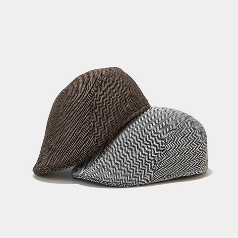 Newsboy Pet Heren Dames Vintage Britse Stijl Visgraat Flat Cap Warme Wintermuts Polyester Katoen Klep Pet