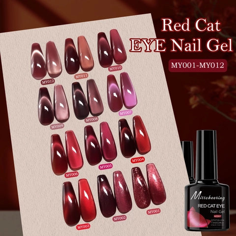 Esmalte De Uñas En Gel Ojo De Gato Rojo Efecto Magnético Rubí Brillo UV LED Soak Off Manicura Profesional DIY Larga Duración Arte