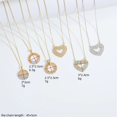 Elegant Multi Layer Copper Heart Pendant Necklace With Pave Zirconia Gold Silver Sweet Clavicle Chain Jewelry For Women Party Dating