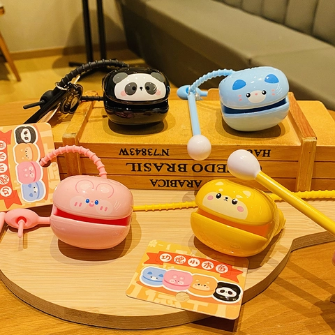 Creative Stress Relief Mini Muyu Keychain Cartoon Animal Wooden Fish Desktop Ornament Healing Bag Pendant Decompression Toy