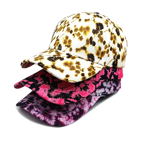 Honkbalpet Tie-Dye Bloemenprint Polyester Ademend Zonnescherm Buiten Trendy Verstelbare Sporthoed Voor Heren Dames