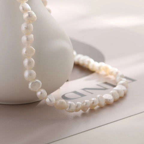 Collier De Perles D'eau Douce Baroque Avec Fermoir À Bascule En Acier Inoxydable Choker Perles Irrégulières Pour Femmes