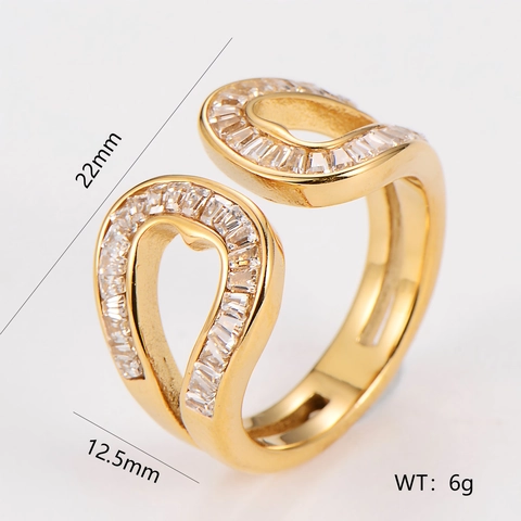 Anillo Ajustable De Acero Inoxidable Circonita Diseño Geométrico Corazón Joyería Minimalista Moda Mujer