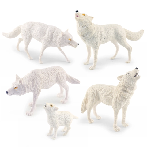 Simulation Arctic Wolf Animal Models Realistic Forest Wild Animal Figures PVC Plastic Desktop Decor Howling Wolf Educational Nature Learning Toys