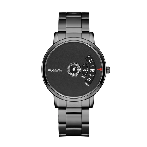 Creative Rotating Dial Quartz Watch For Men Women Stainless Steel Band Minimalist Fashion Analog Alloy Case Wrist Watch