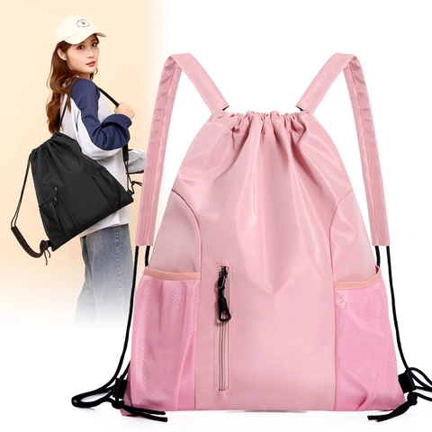 Minimalistischer Oxford Gewebe Kordelzug Rucksack Große Kapazität Schultasche Unisex Einfarbig Multifunktionaler Tagesrucksack Reisen Schultertasche
